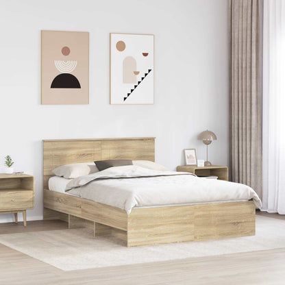 vidaXL Bettrahmen mit Kopfteil Sonoma-Eiche 140 x 200 cm Holzwerkstoff