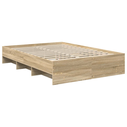 vidaXL Bettrahmen mit Kopfteil Sonoma-Eiche 140 x 200 cm Holzwerkstoff