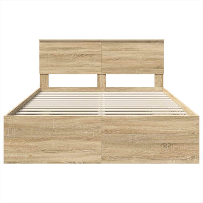 vidaXL Bettrahmen mit Kopfteil Sonoma-Eiche 140 x 200 cm Holzwerkstoff