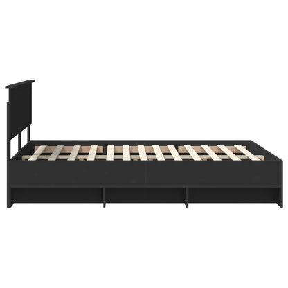 vidaXL Bettrahmen mit Kopfteil Schwarz 140 x 200 cm Holzwerkstoff