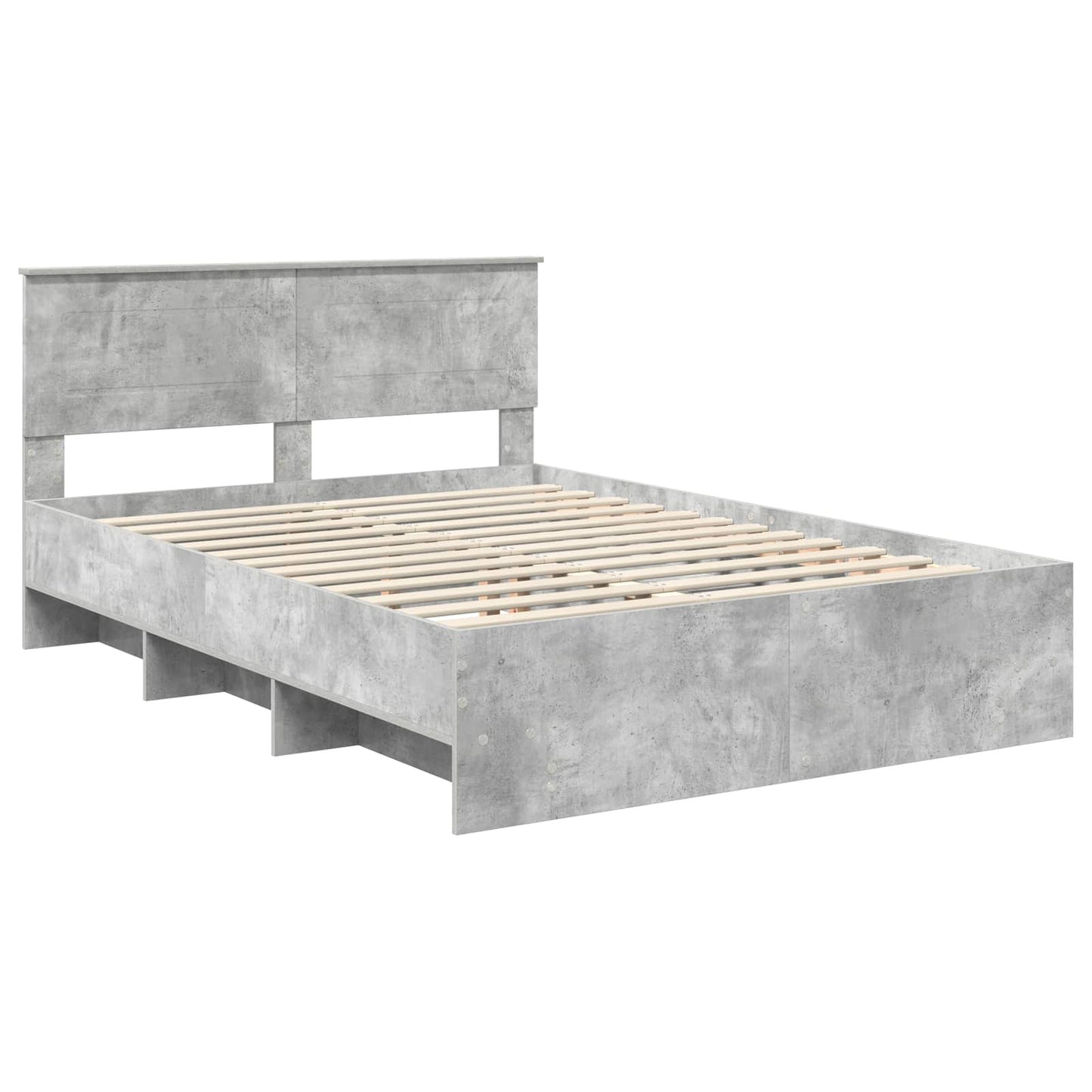 vidaXL Bettrahmen mit Kopfteil Beton Grau 140 x 200 cm Holzwerkstoff
