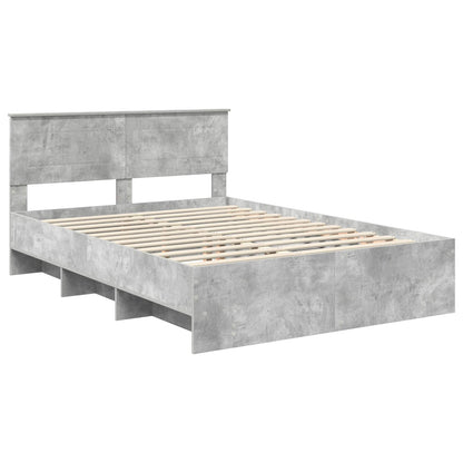 vidaXL Bettrahmen mit Kopfteil Beton Grau 140 x 200 cm Holzwerkstoff