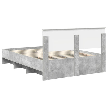 vidaXL Bettrahmen mit Kopfteil Beton Grau 140 x 200 cm Holzwerkstoff