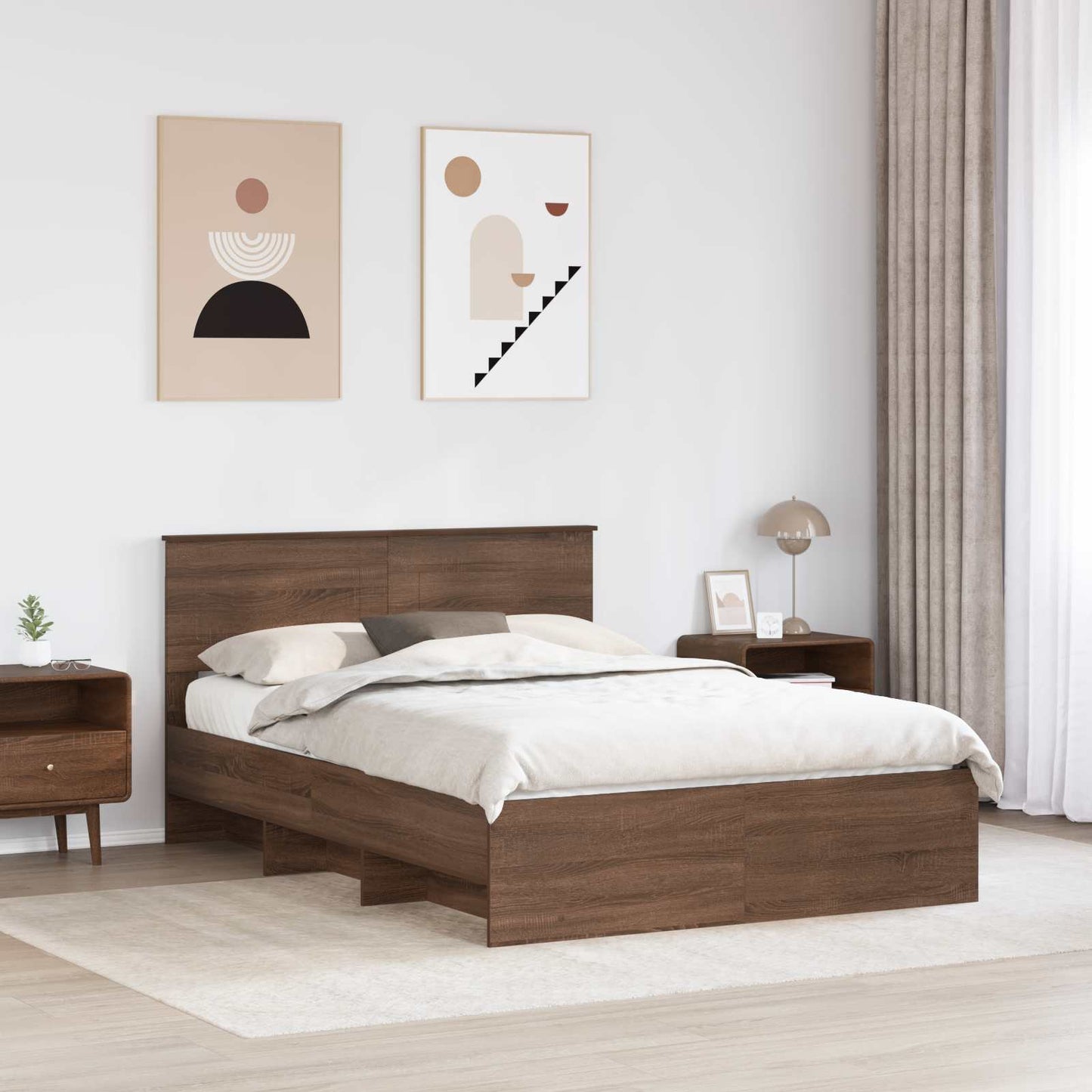 vidaXL Bettrahmen Braun Eichen-Optik 140 x 200 cm Holzwerkstoff