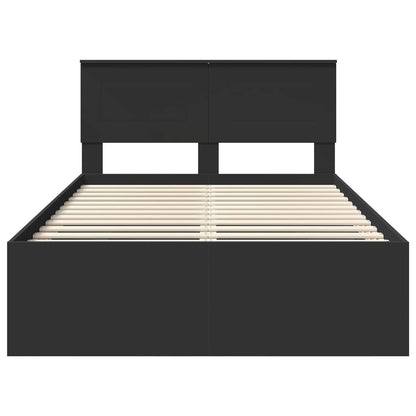 vidaXL Bettrahmen mit Kopfteil Schwarz 137 x 203 cm Holzwerkstoff