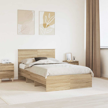 vidaXL Bettrahmen mit Kopfteil Sonoma-Eiche 137 x 203 cm Holzwerkstoff