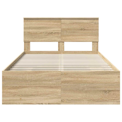 vidaXL Bettrahmen mit Kopfteil Sonoma-Eiche 137 x 203 cm Holzwerkstoff