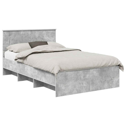 vidaXL Bettrahmen mit Kopfteil Beton Grau 137 x 203 cm Holzwerkstoff