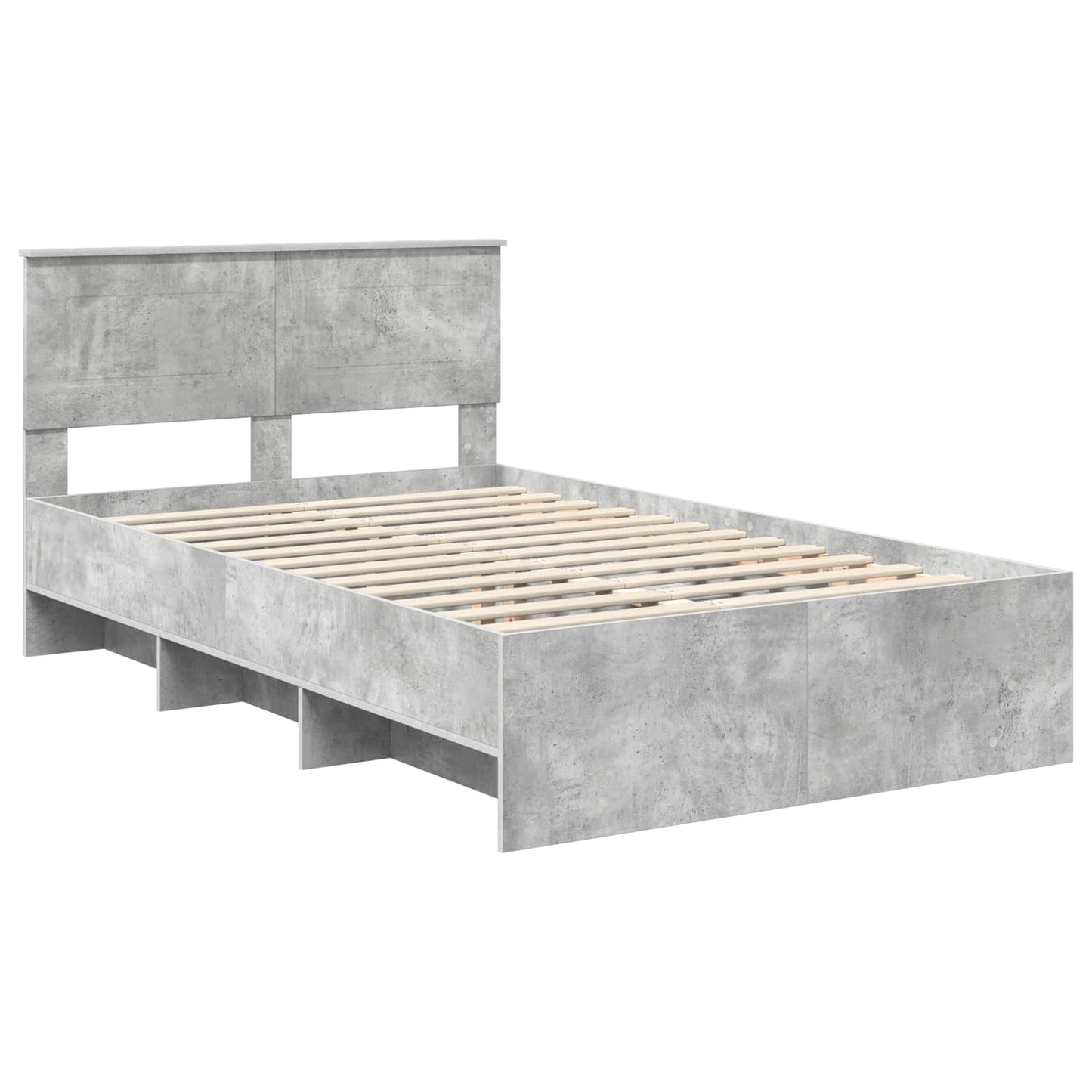 vidaXL Bettrahmen mit Kopfteil Beton Grau 137 x 203 cm Holzwerkstoff