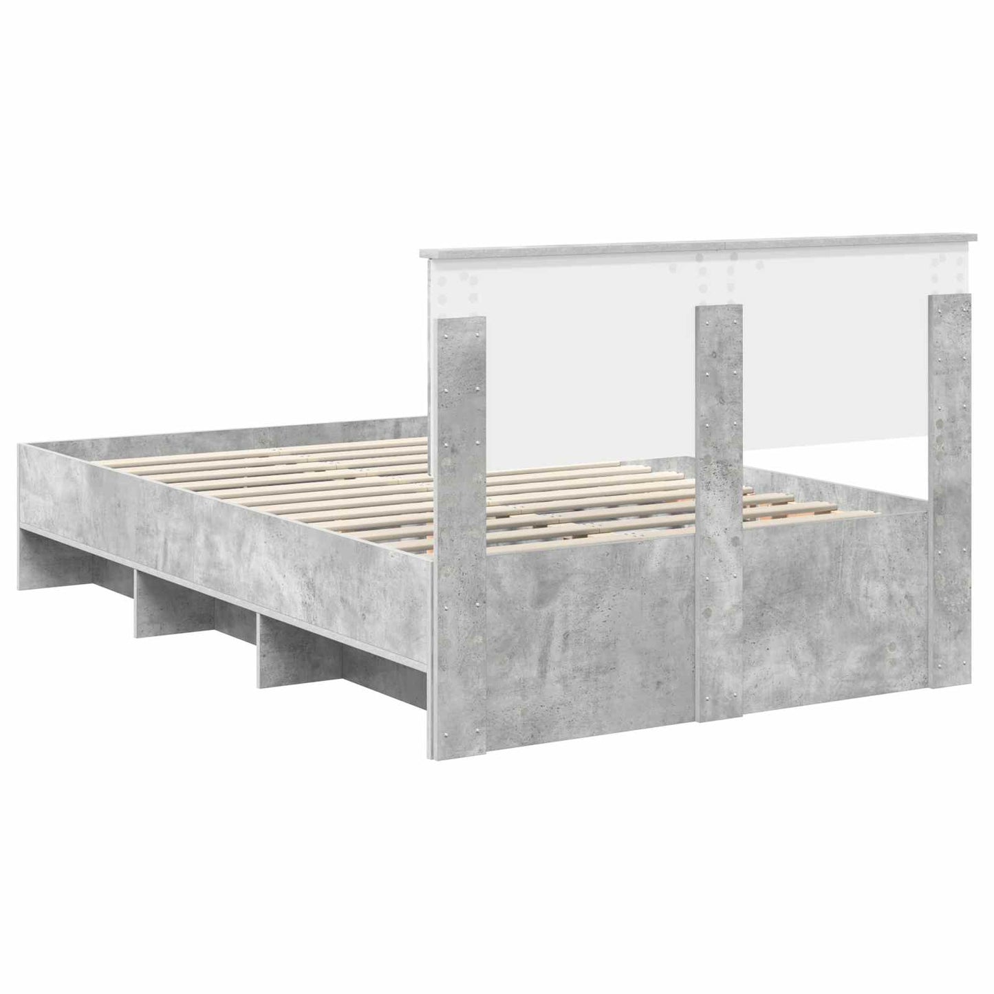 vidaXL Bettrahmen mit Kopfteil Beton Grau 137 x 203 cm Holzwerkstoff