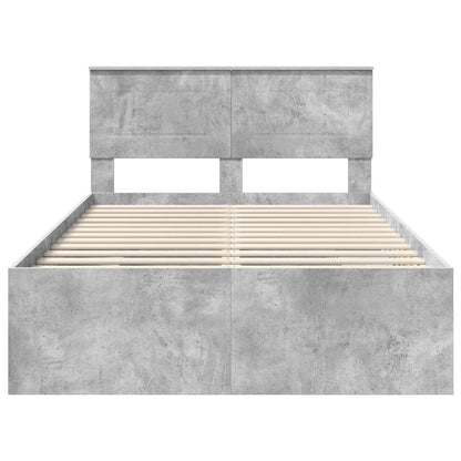 vidaXL Bettrahmen mit Kopfteil Beton Grau 137 x 203 cm Holzwerkstoff