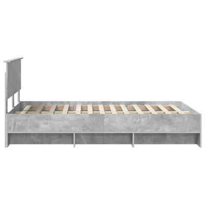 vidaXL Bettrahmen mit Kopfteil Beton Grau 137 x 203 cm Holzwerkstoff