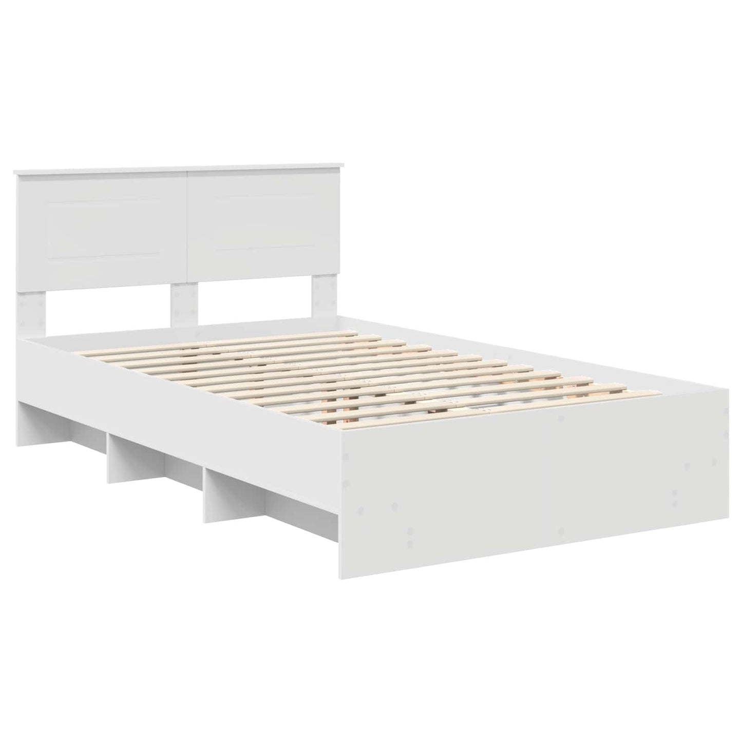 vidaXL Bettrahmen mit Kopfteil Weiß 120 x 123 cm Holzwerkstoff