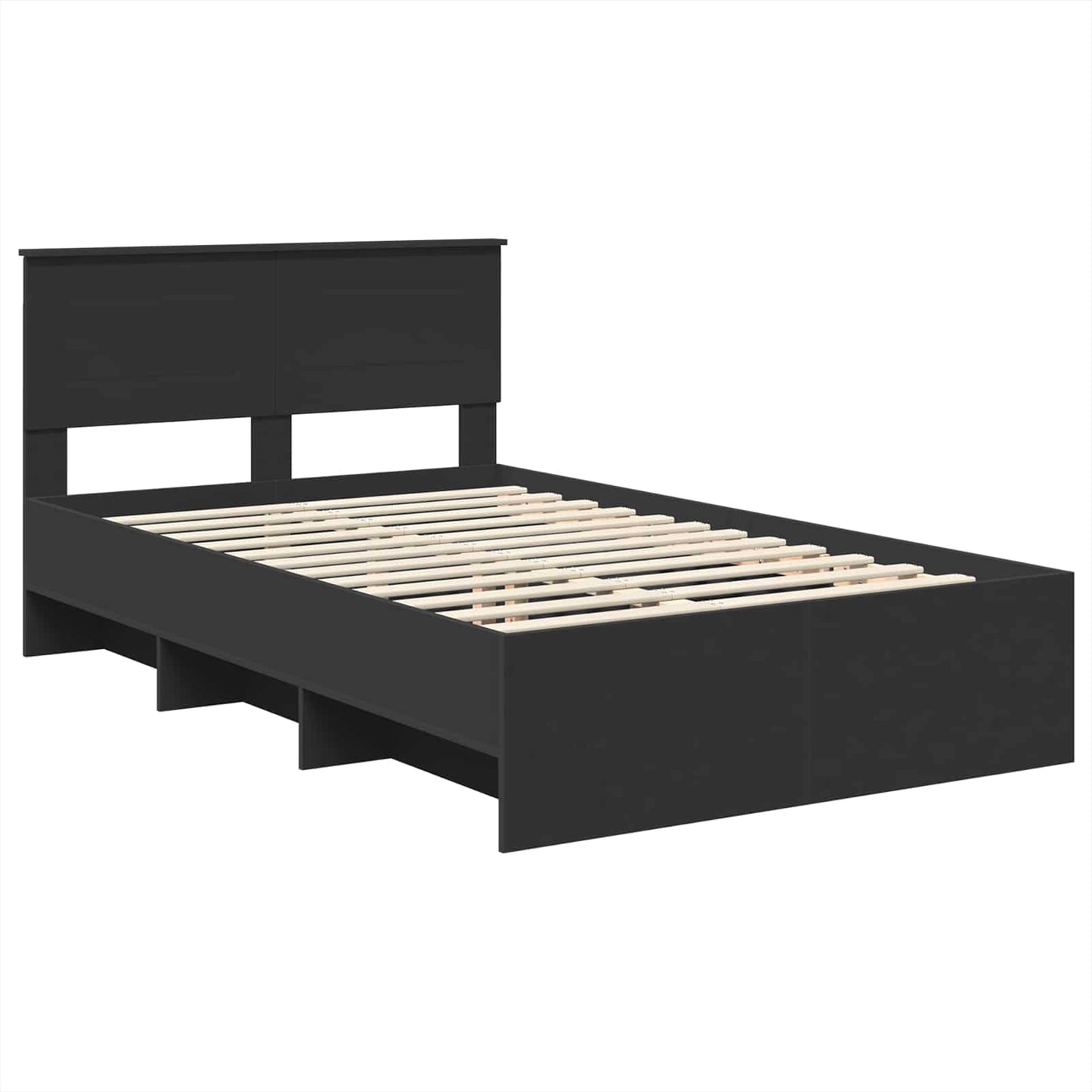 vidaXL Bettrahmen mit Kopfteil Schwarz 120 x 123 cm Holzwerkstoff