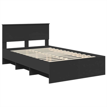 vidaXL Bettrahmen mit Kopfteil Schwarz 120 x 123 cm Holzwerkstoff