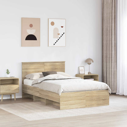 vidaXL Cadre de lit avec tête de lit chêne sonoma 120 x 200 cm Bois d'ingénierie