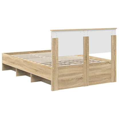 vidaXL Cadre de lit avec tête de lit chêne sonoma 120 x 200 cm Bois d'ingénierie