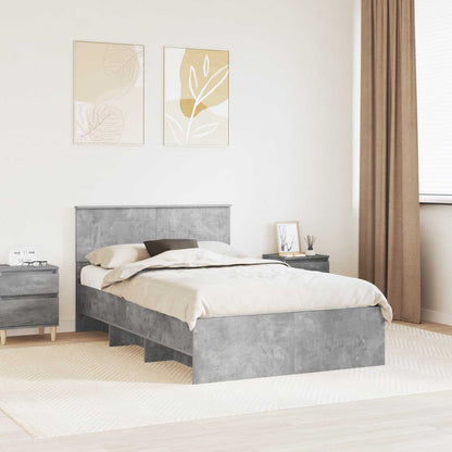 vidaXL Bettrahmen mit Kopfteil Beton Grau 120 x 123 cm Holzwerkstoff