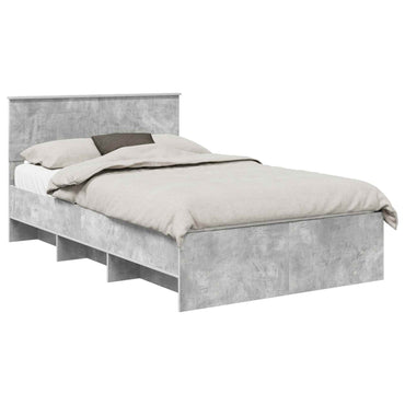 vidaXL Bettrahmen mit Kopfteil Beton Grau 120 x 123 cm Holzwerkstoff