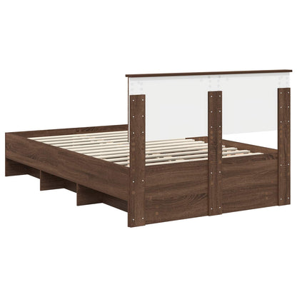 vidaXL Bettrahmen Braun Eichen-Optik 120 x 123 cm Holzwerkstoff