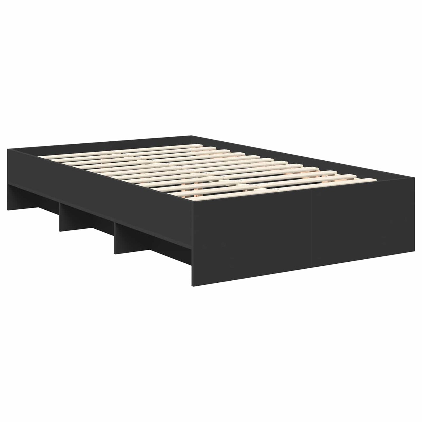 vidaXL Bettrahmen mit Kopfteil Schwarz 120 x 123 cm Holzwerkstoff