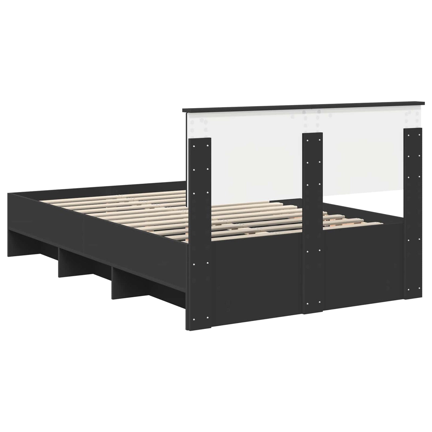 vidaXL Bettrahmen mit Kopfteil Schwarz 120 x 123 cm Holzwerkstoff