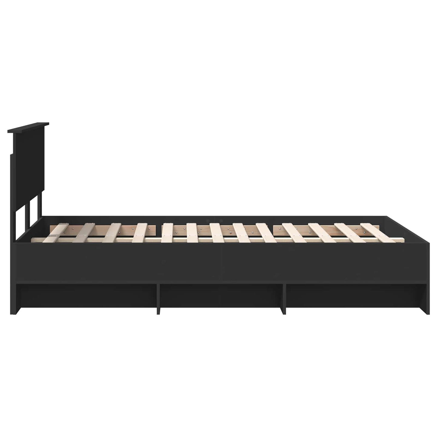 vidaXL Bettrahmen mit Kopfteil Schwarz 120 x 123 cm Holzwerkstoff