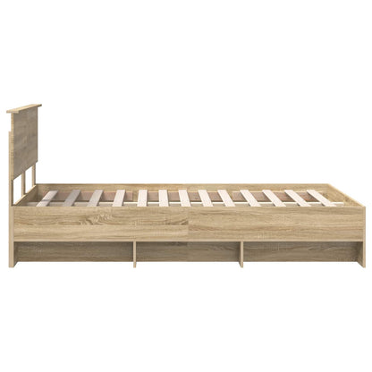 vidaXL Bettrahmen mit Kopfteil Sonoma-Eiche 120 x 123 cm Holzwerkstoff