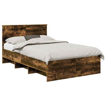vidaXL Bettrahmen Geräucherte Eiche 120 x 123 cm Holzwerkstoff