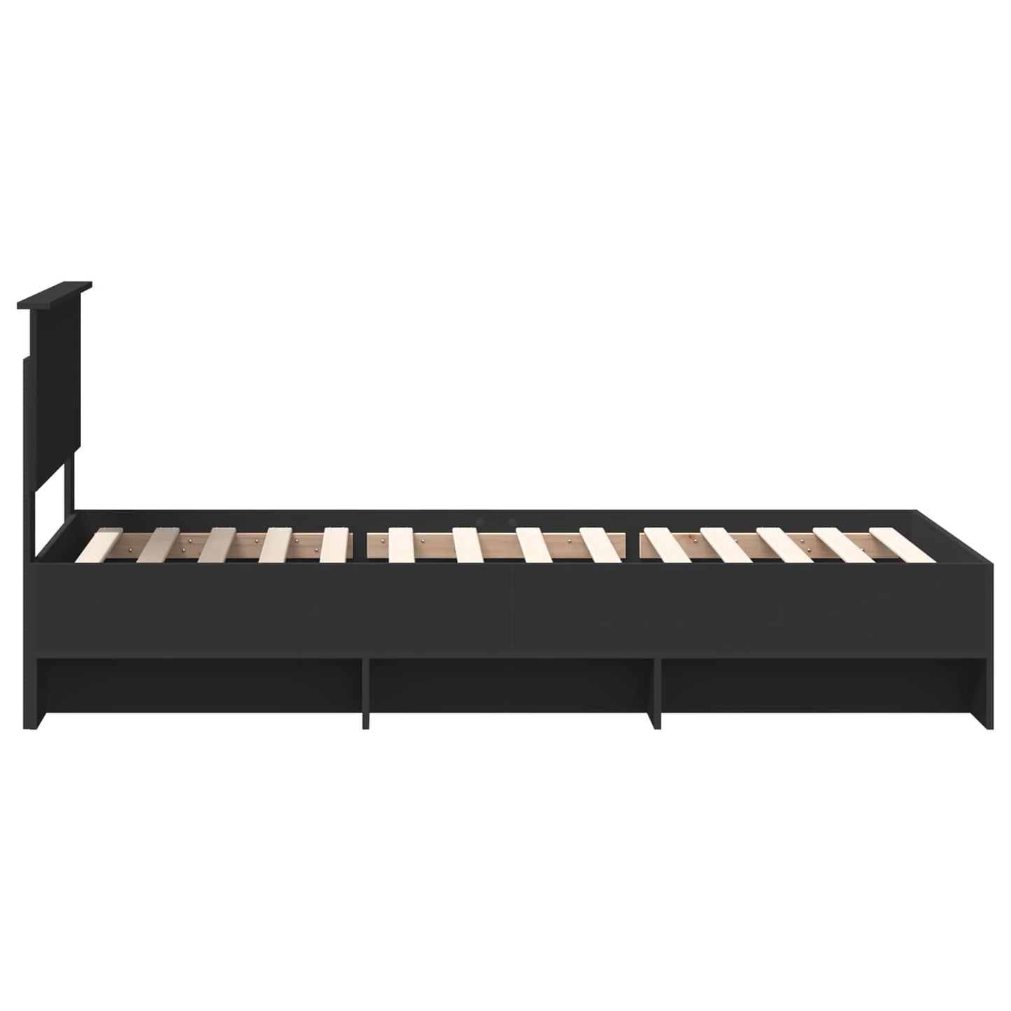 vidaXL Bettrahmen mit Kopfteil Schwarz 120 x 123 cm Holzwerkstoff