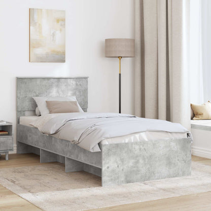 vidaXL Bettrahmen mit Kopfteil Beton Grau 120 x 123 cm Holzwerkstoff
