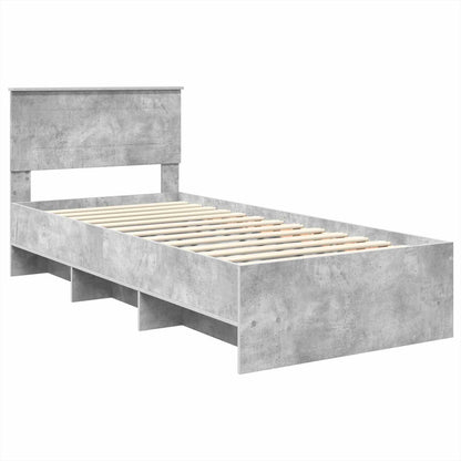 vidaXL Bettrahmen mit Kopfteil Beton Grau 120 x 123 cm Holzwerkstoff