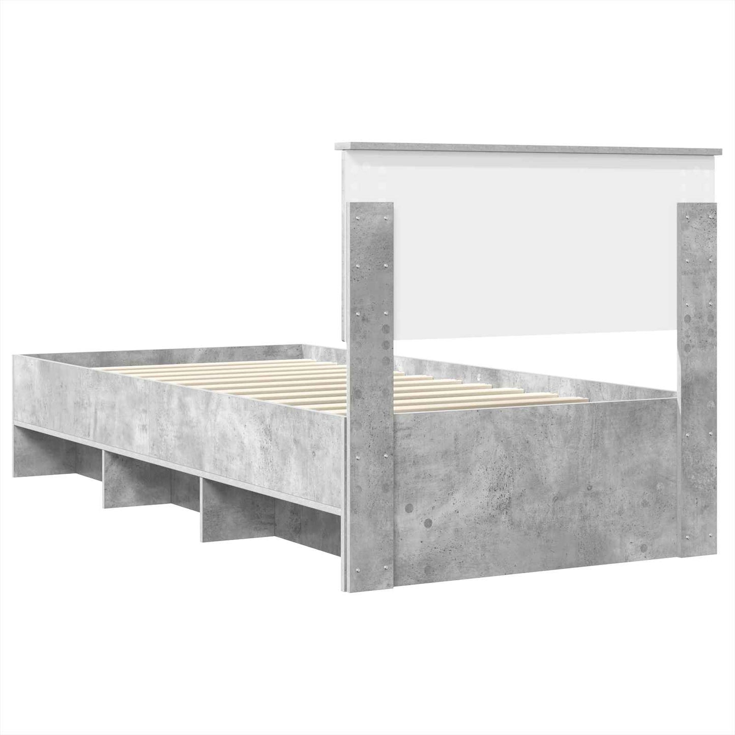 vidaXL Bettrahmen mit Kopfteil Beton Grau 120 x 123 cm Holzwerkstoff