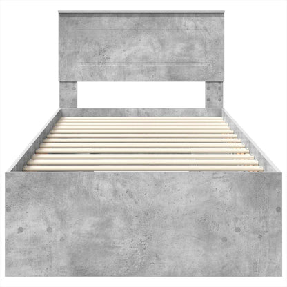 vidaXL Bettrahmen mit Kopfteil Beton Grau 120 x 123 cm Holzwerkstoff