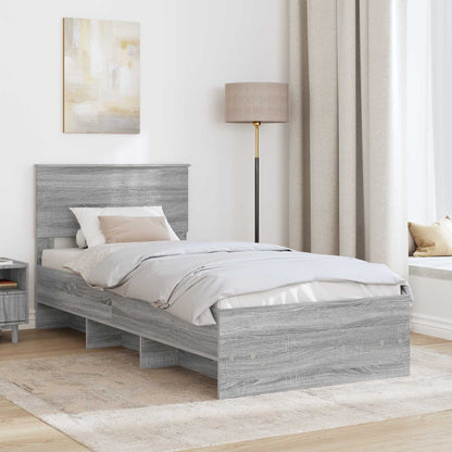 vidaXL Bettrahmen Graues Sonoma 120 x 123 cm Holzwerkstoff