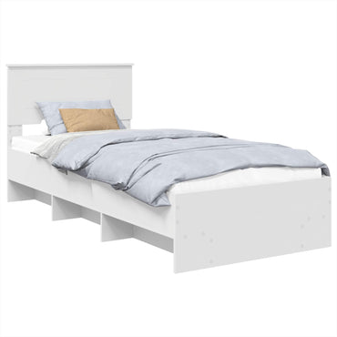 vidaXL Bettrahmen mit Kopfteil Weiß 90 x 200 cm Holzwerkstoff