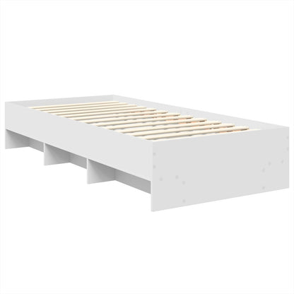 vidaXL Bettrahmen mit Kopfteil Weiß 90 x 200 cm Holzwerkstoff