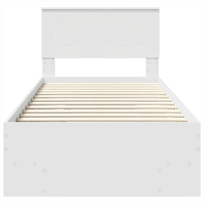 Bettrahmen mit Kopfteil Weiß 90 x 200 cm Holzwerkstoff