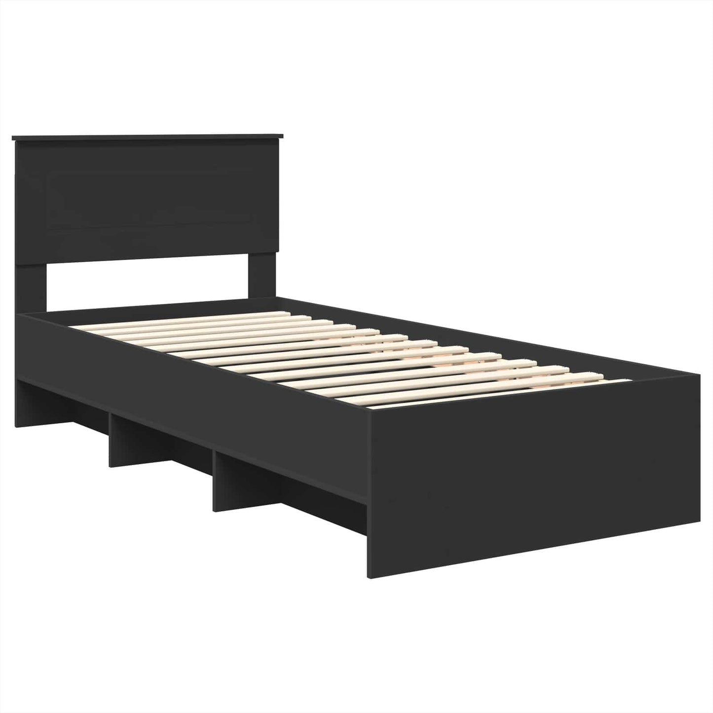 vidaXL Bettrahmen mit Kopfteil Schwarz 90 x 200 cm Holzwerkstoff
