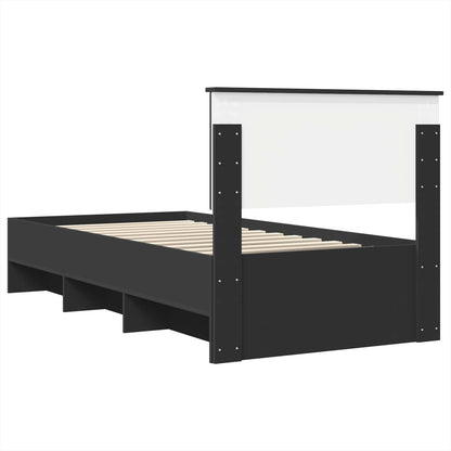 vidaXL Bettrahmen mit Kopfteil Schwarz 90 x 200 cm Holzwerkstoff