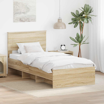 vidaXL Bettrahmen mit Kopfteil Sonoma-Eiche 90 x 200 cm Holzwerkstoff