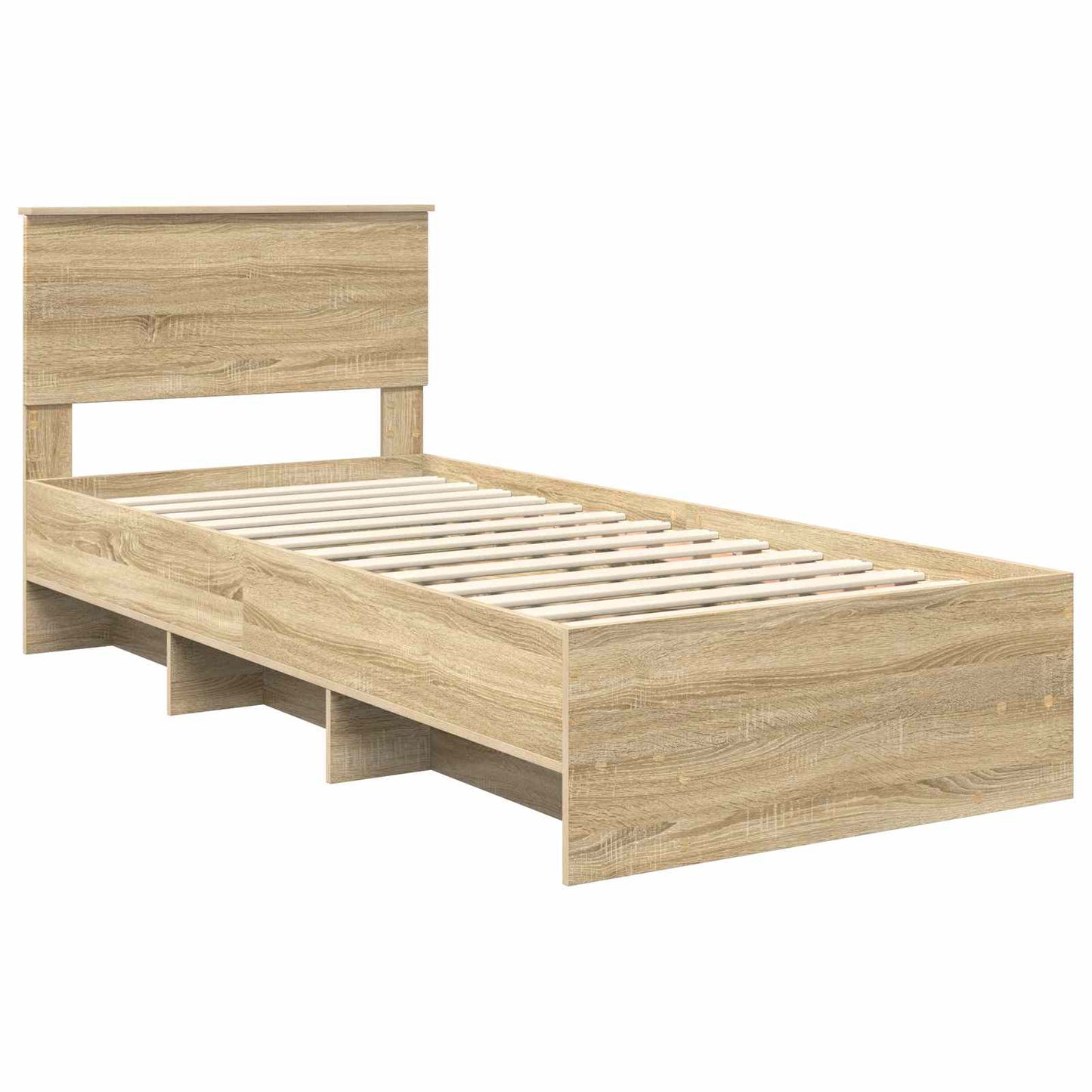 vidaXL Bettrahmen mit Kopfteil Sonoma-Eiche 90 x 200 cm Holzwerkstoff