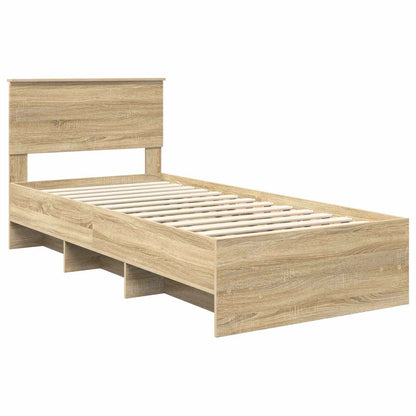 vidaXL Bettrahmen mit Kopfteil Sonoma-Eiche 90 x 200 cm Holzwerkstoff