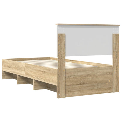 vidaXL Bettrahmen mit Kopfteil Sonoma-Eiche 90 x 200 cm Holzwerkstoff
