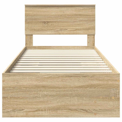 vidaXL Bettrahmen mit Kopfteil Sonoma-Eiche 90 x 200 cm Holzwerkstoff