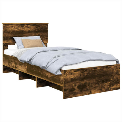 vidaXL Bettrahmen Geräucherte Eiche 90 x 200 cm Holzwerkstoff