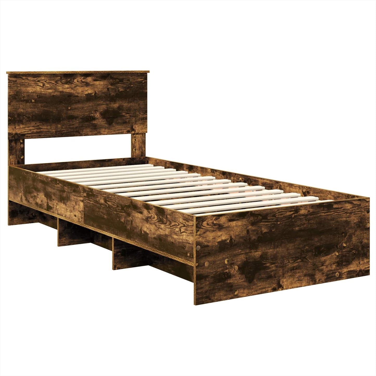 vidaXL Bettrahmen Geräucherte Eiche 90 x 200 cm Holzwerkstoff