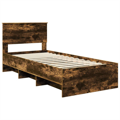 vidaXL Bettrahmen Geräucherte Eiche 90 x 200 cm Holzwerkstoff