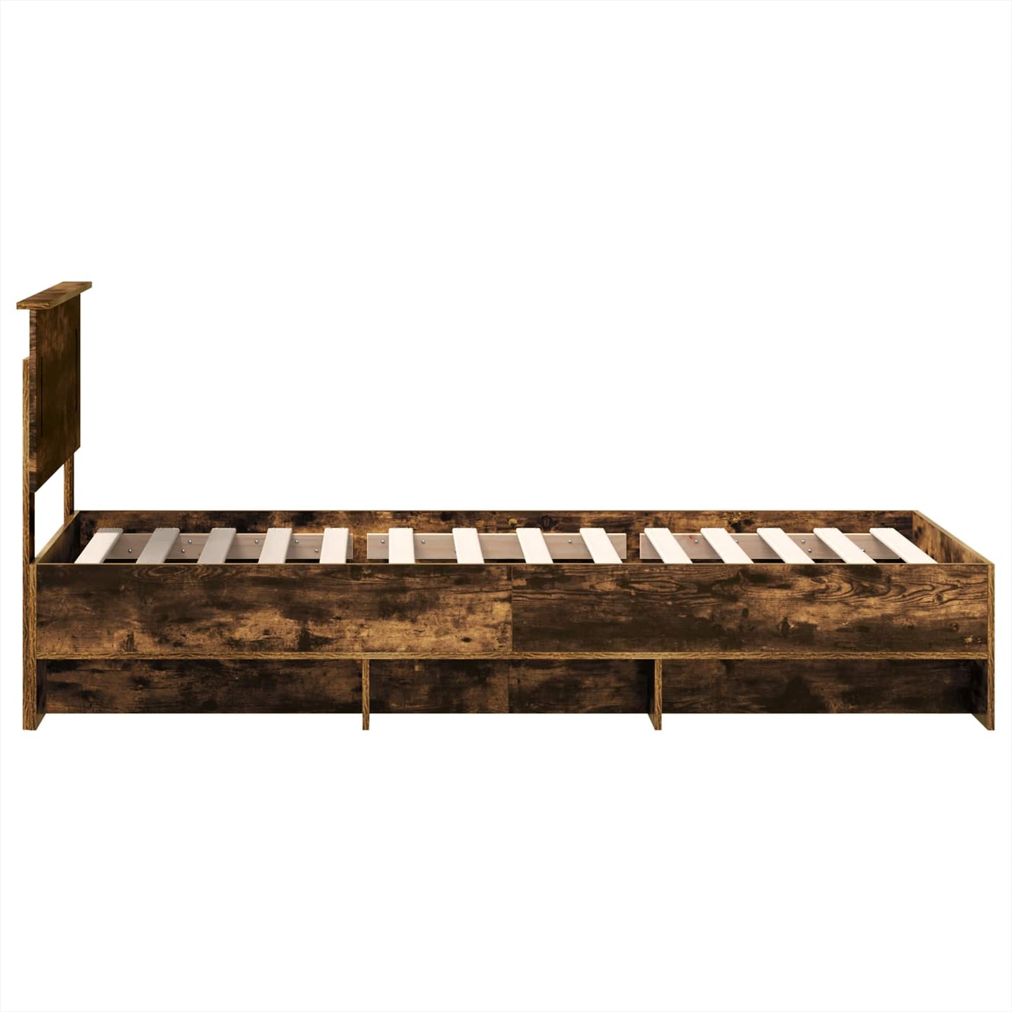 vidaXL Bettrahmen Geräucherte Eiche 90 x 200 cm Holzwerkstoff