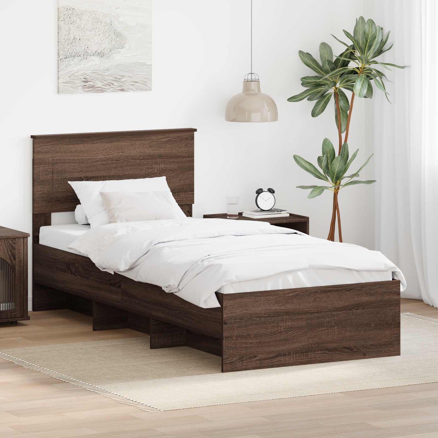 vidaXL Bettrahmen Braun Eichen-Optik 90 x 200 cm Holzwerkstoff